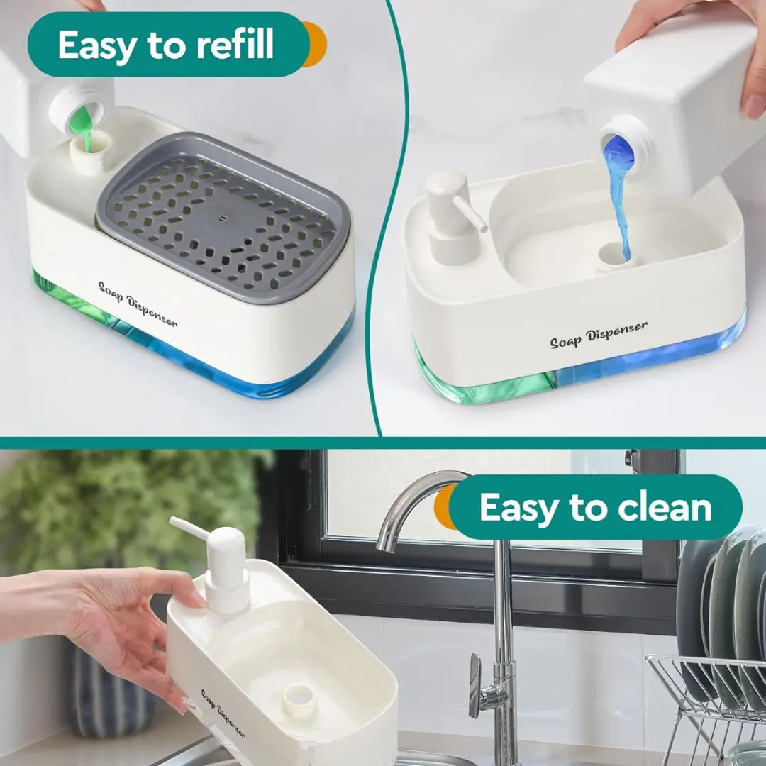 Velmone Dual Soap and Lotion Dispenser, 2-in-1 Countertop Liquid Soap Pump for Bathroom and Kitchen Organization