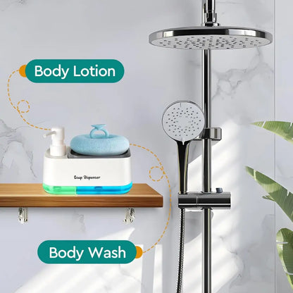 Velmone Dual Soap and Lotion Dispenser, 2-in-1 Countertop Liquid Soap Pump for Bathroom and Kitchen Organization