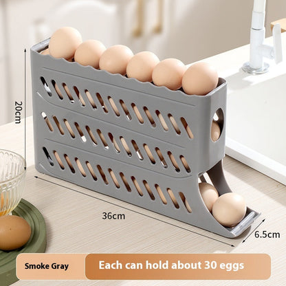 Rolling Egg Dispenser Holder, 2-Tier Gravity Rolling Egg Organizer for Refrigerator and Kitchen Storage