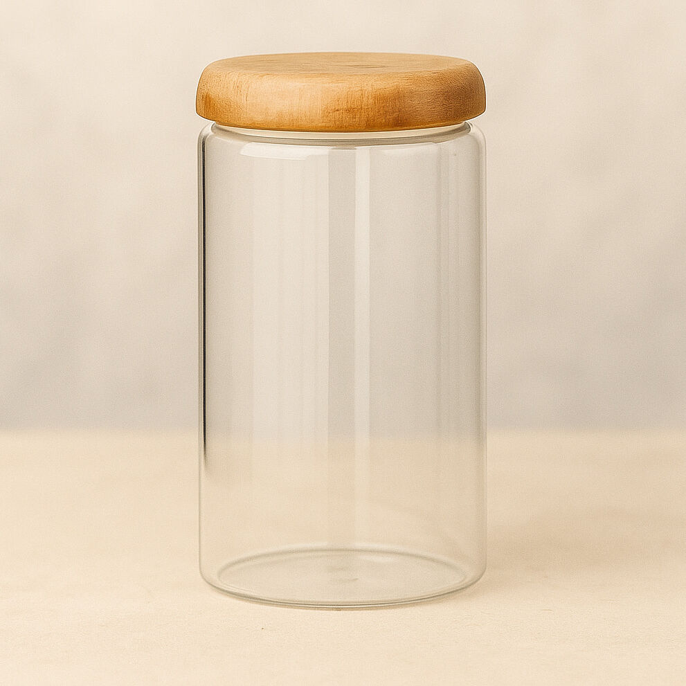 Airtight Glass Kitchen Storage Jar Set, 4-Piece Food Storage Canisters with Bamboo Lids for Pantry Organization