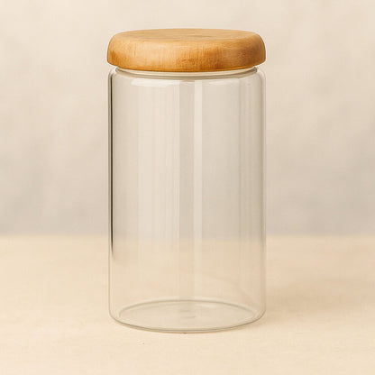 Airtight Glass Kitchen Storage Jar Set, 4-Piece Food Storage Canisters with Bamboo Lids for Pantry Organization
