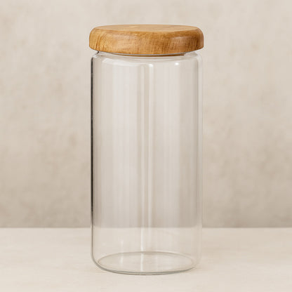 Airtight Glass Kitchen Storage Jar Set, 4-Piece Food Storage Canisters with Bamboo Lids for Pantry Organization