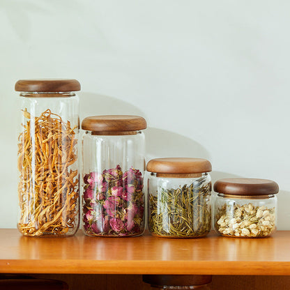 Airtight Glass Kitchen Storage Jar Set, 4-Piece Food Storage Canisters with Bamboo Lids for Pantry Organization