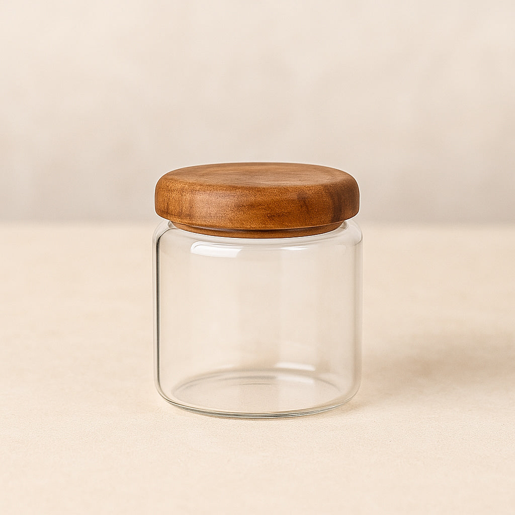 Airtight Glass Kitchen Storage Jar Set, 4-Piece Food Storage Canisters with Bamboo Lids for Pantry Organization