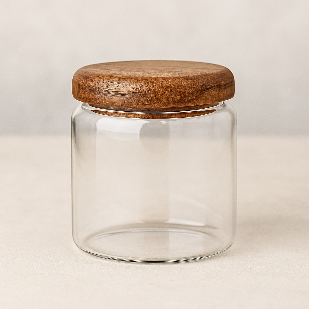 Airtight Glass Kitchen Storage Jar Set, 4-Piece Food Storage Canisters with Bamboo Lids for Pantry Organization
