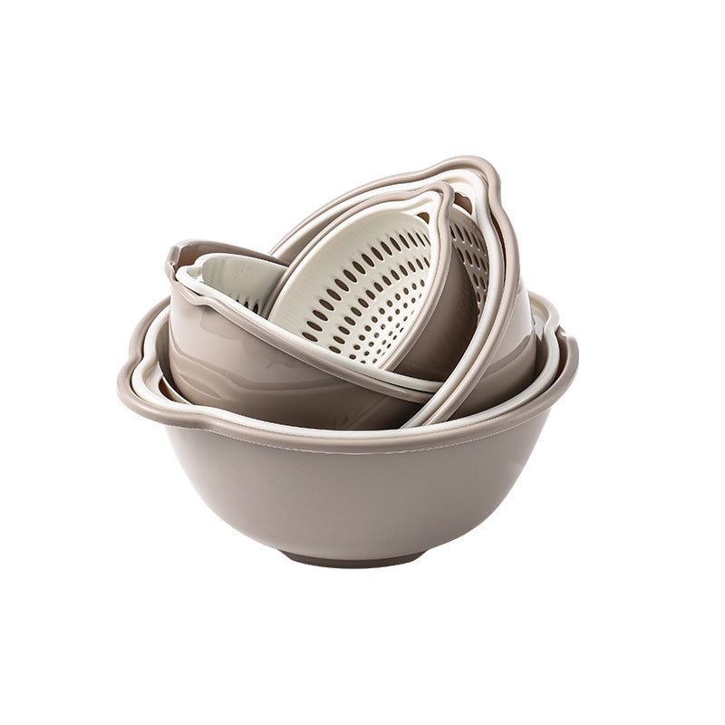 Velmone 8-Piece Double-Layer Colander Bowl Set, Space-Saving Kitchen Strainer and Washing Basket for Fruits and Vegetables