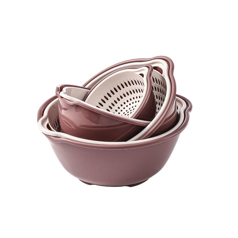 Velmone 8-Piece Double-Layer Colander Bowl Set, Space-Saving Kitchen Strainer and Washing Basket for Fruits and Vegetables